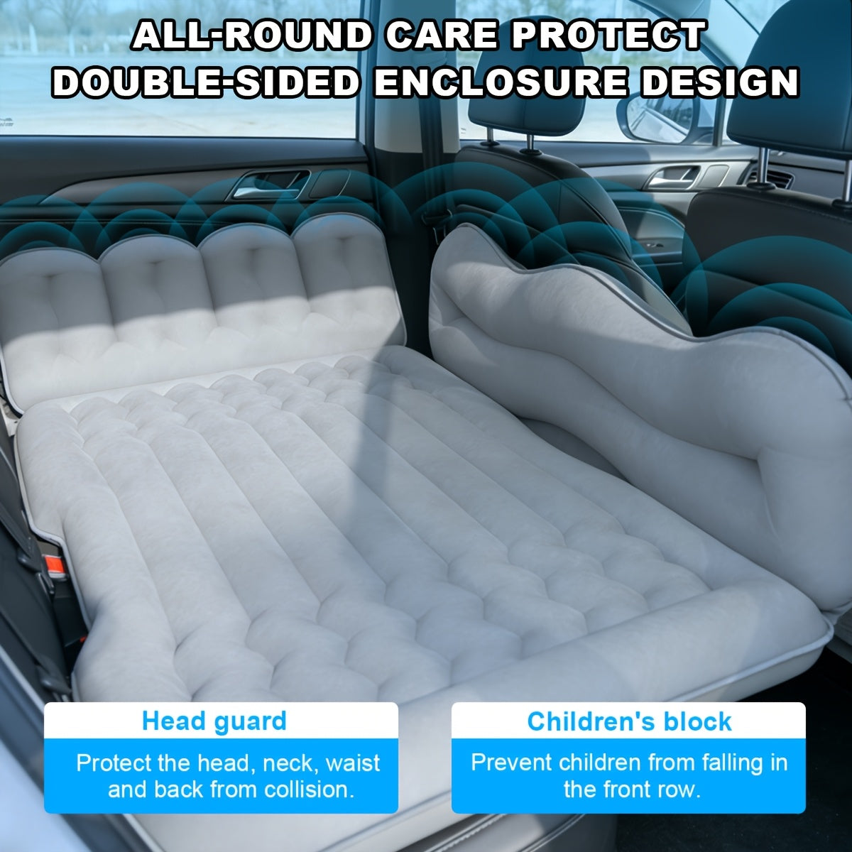 Inflatable Car Back Seat Mattress for SUV Travel with Pump & Pillows