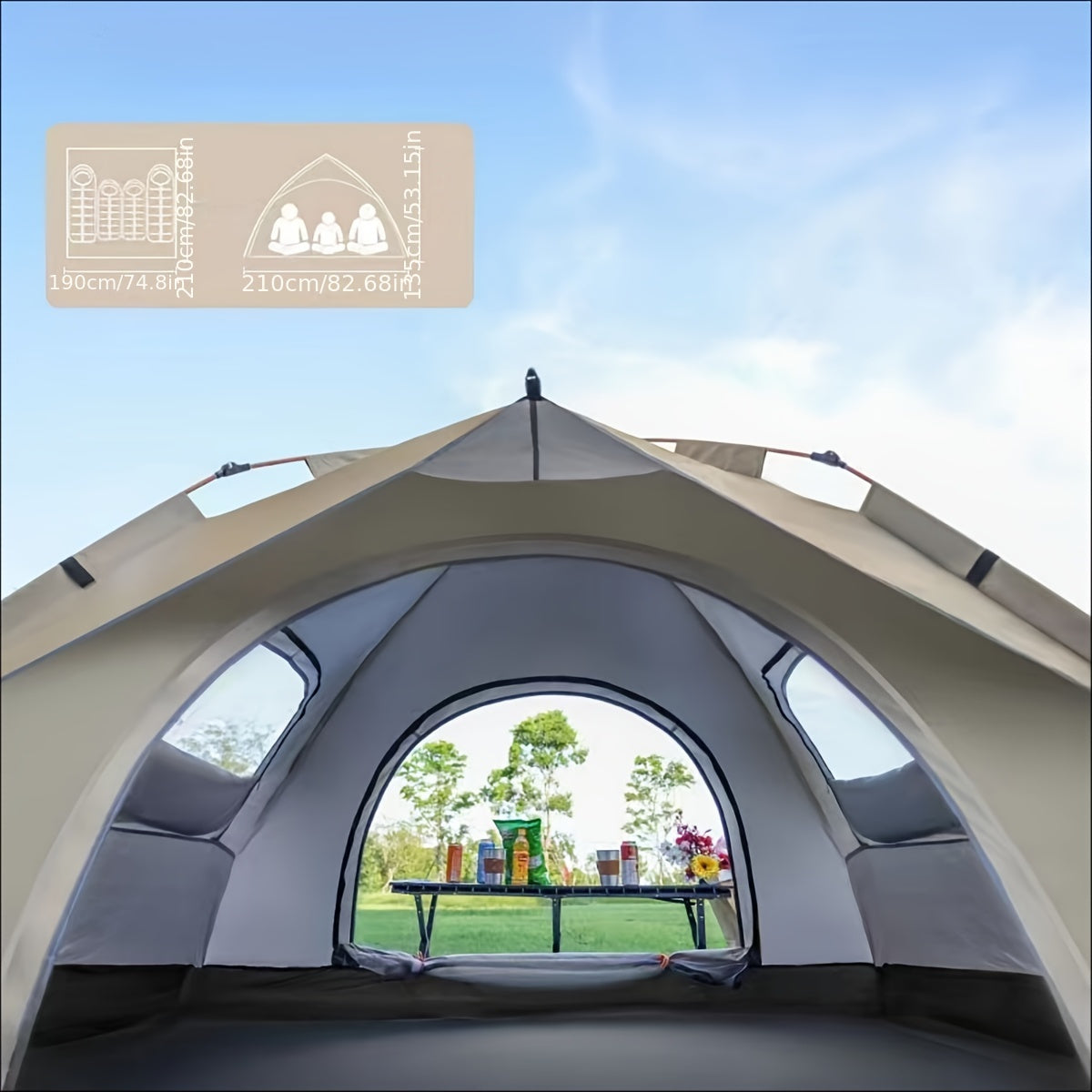3-4 Person Instant Pop Up Camping Tent Waterproof Quick Setup