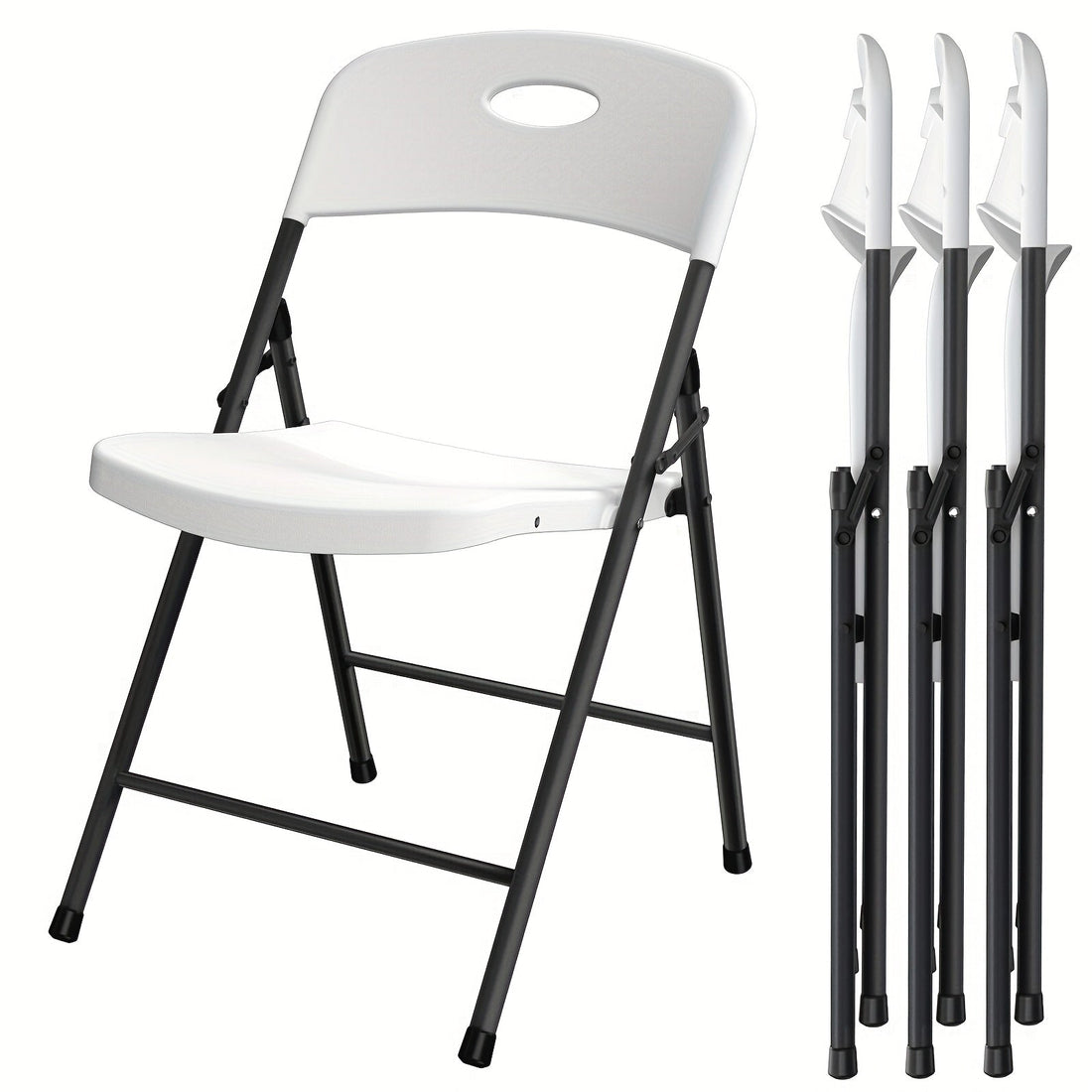 Heavy Duty White Plastic Folding Chairs - Metal Frame Multi-Pack