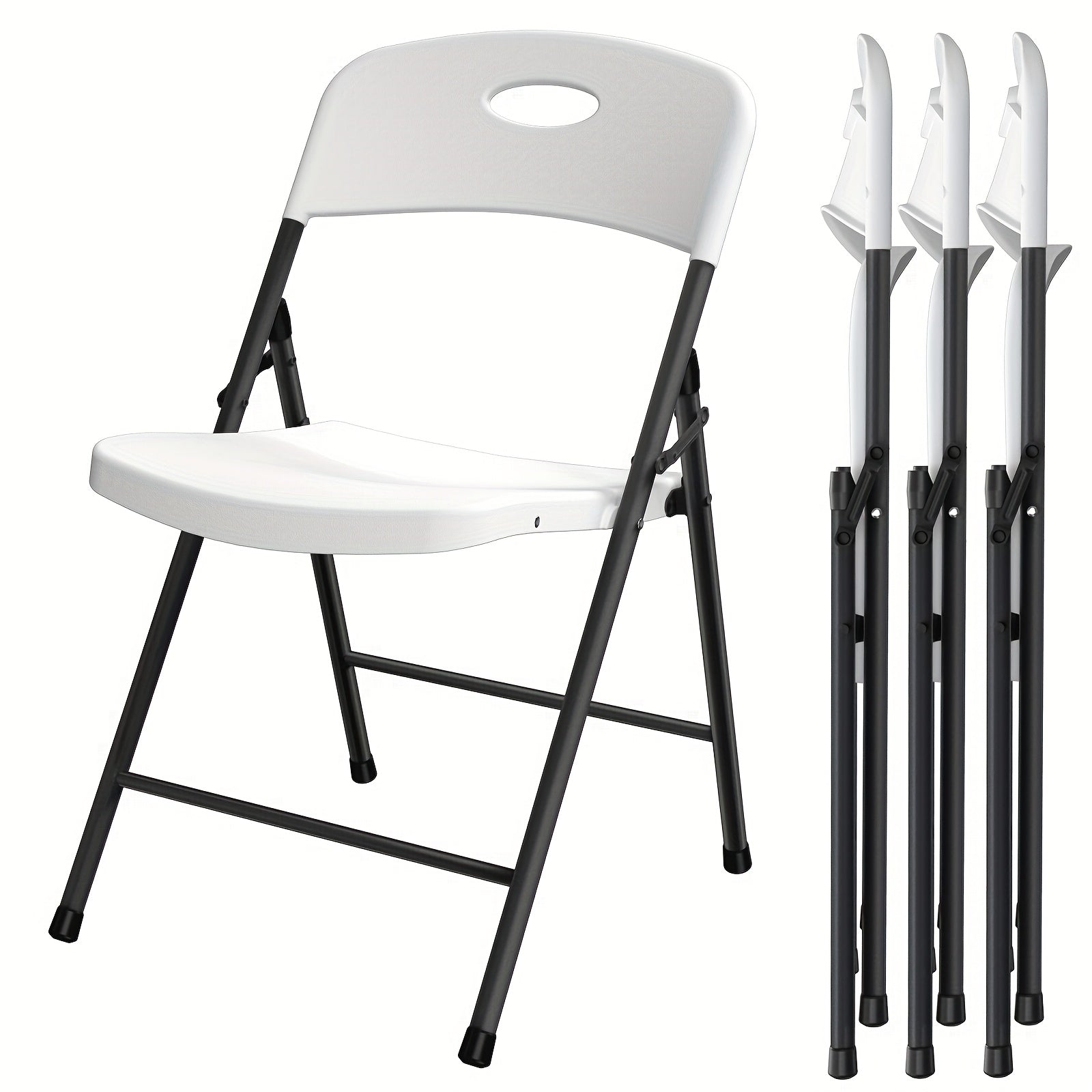 Heavy Duty White Plastic Folding Chairs - Metal Frame Multi-Pack