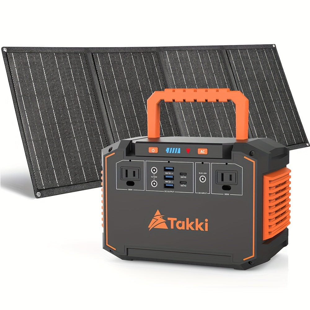 300W Portable Power Station with Solar Panel for Camping & Emergency