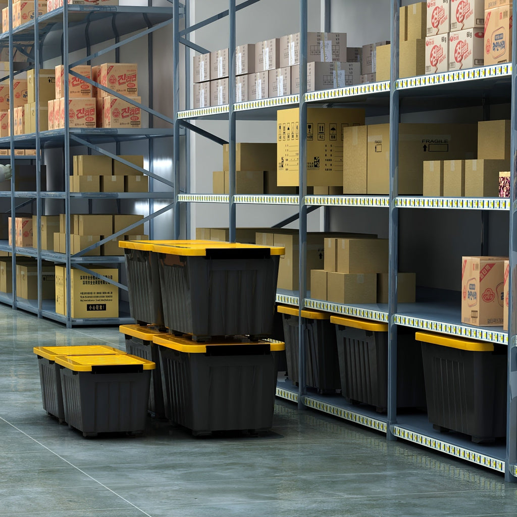 Heavy Duty 72/97QT Stackable Storage Box with Wheels & Lid