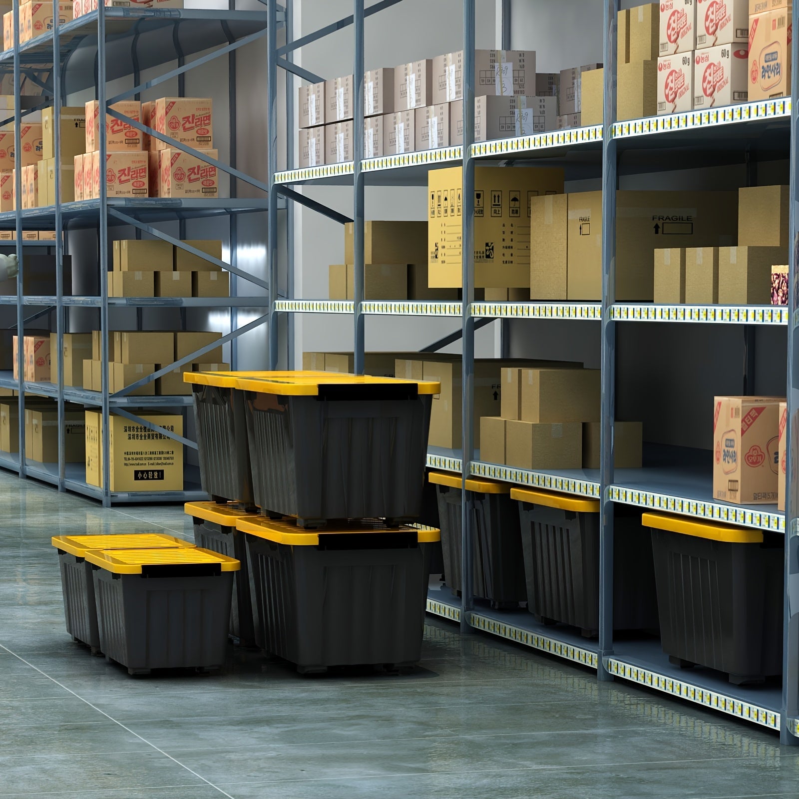 Heavy Duty 72/97QT Stackable Storage Box with Wheels & Lid