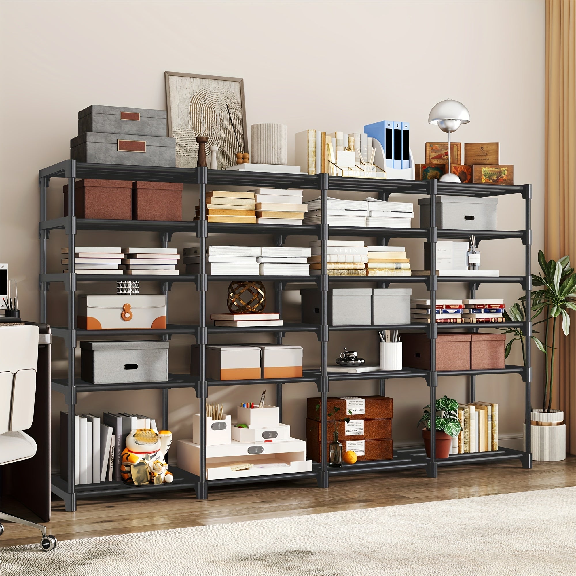 Stackable Shoe Rack and Bookshelf Freestanding Storage Organizer
