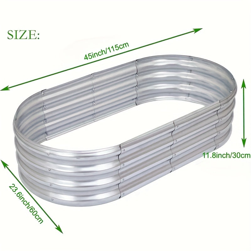 4x2x1ft Oval Galvanized Raised Garden Bed Metal Planter Box