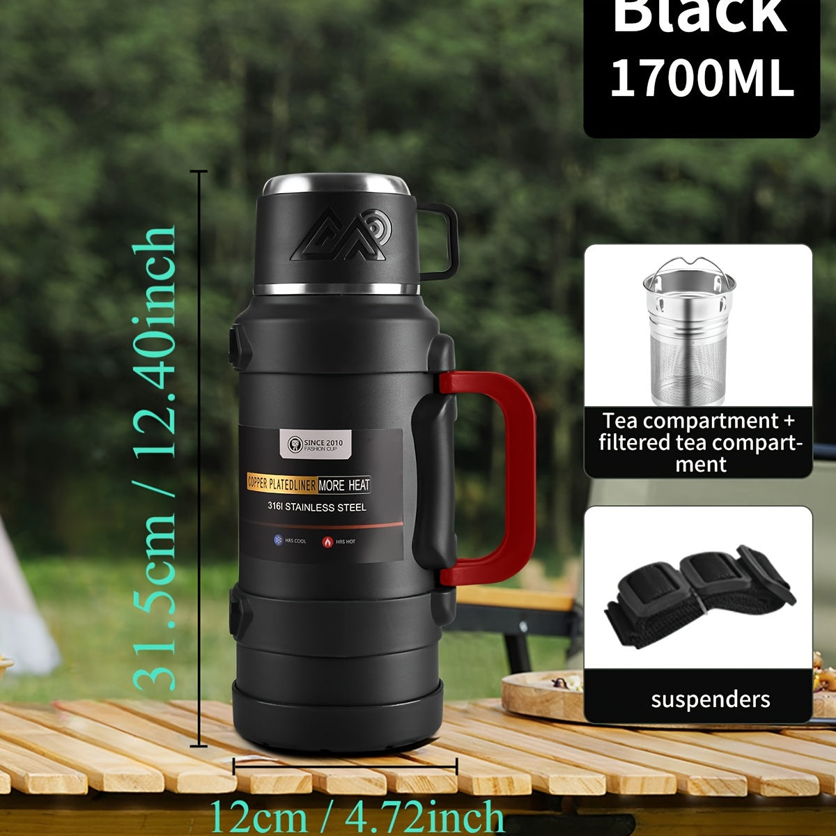 Insulated Stainless Steel Water Bottle with Handle and Tea Infuser