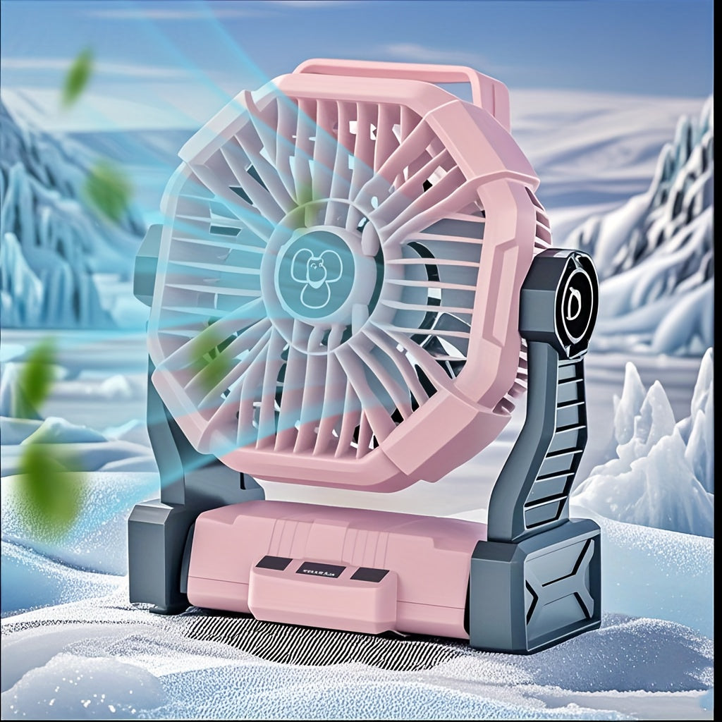 Rechargeable 3-in-1 Oscillating Camping Fan with LED Lantern Light