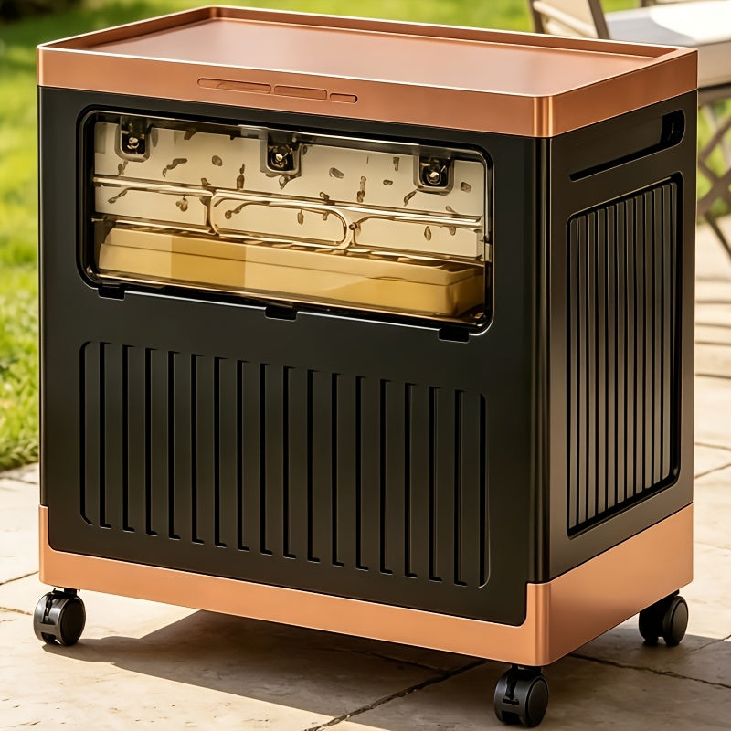 Foldable Stackable Storage Bin with Wheels and Front Access Doors