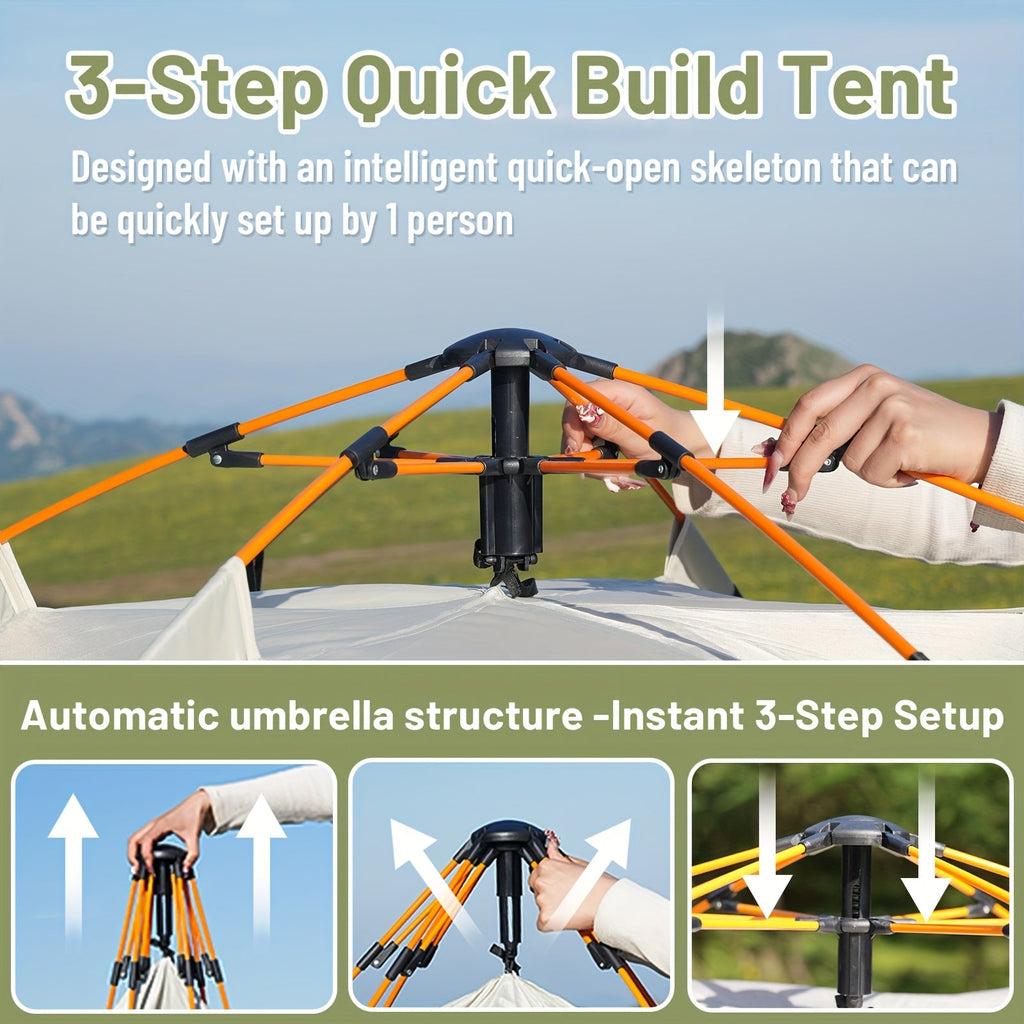 3-4 Person Instant Pop Up Camping Tent Waterproof Quick Setup