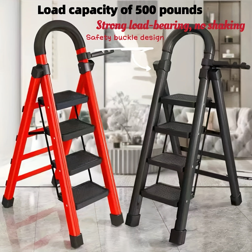 Heavy-Duty Folding Step Ladder 500LBS Capacity Non-Slip Portable