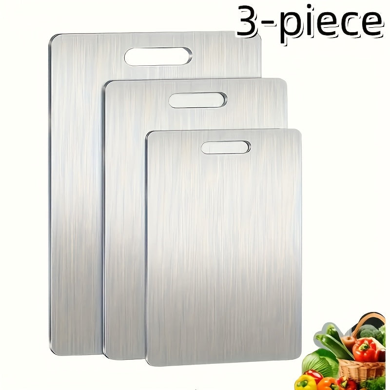 3-Piece Stainless Steel Cutting Board Set - Modern Kitchen Essentials
