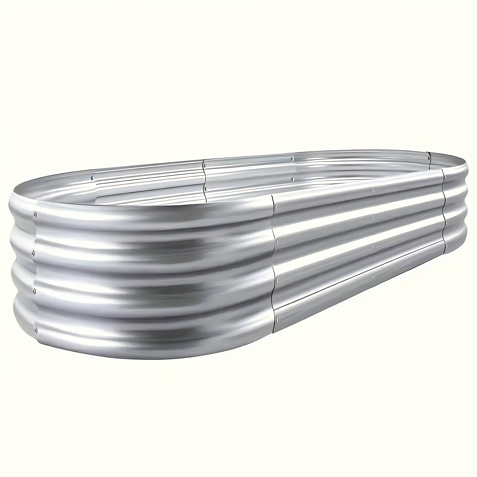 4x2x1ft Oval Galvanized Raised Garden Bed Metal Planter Box