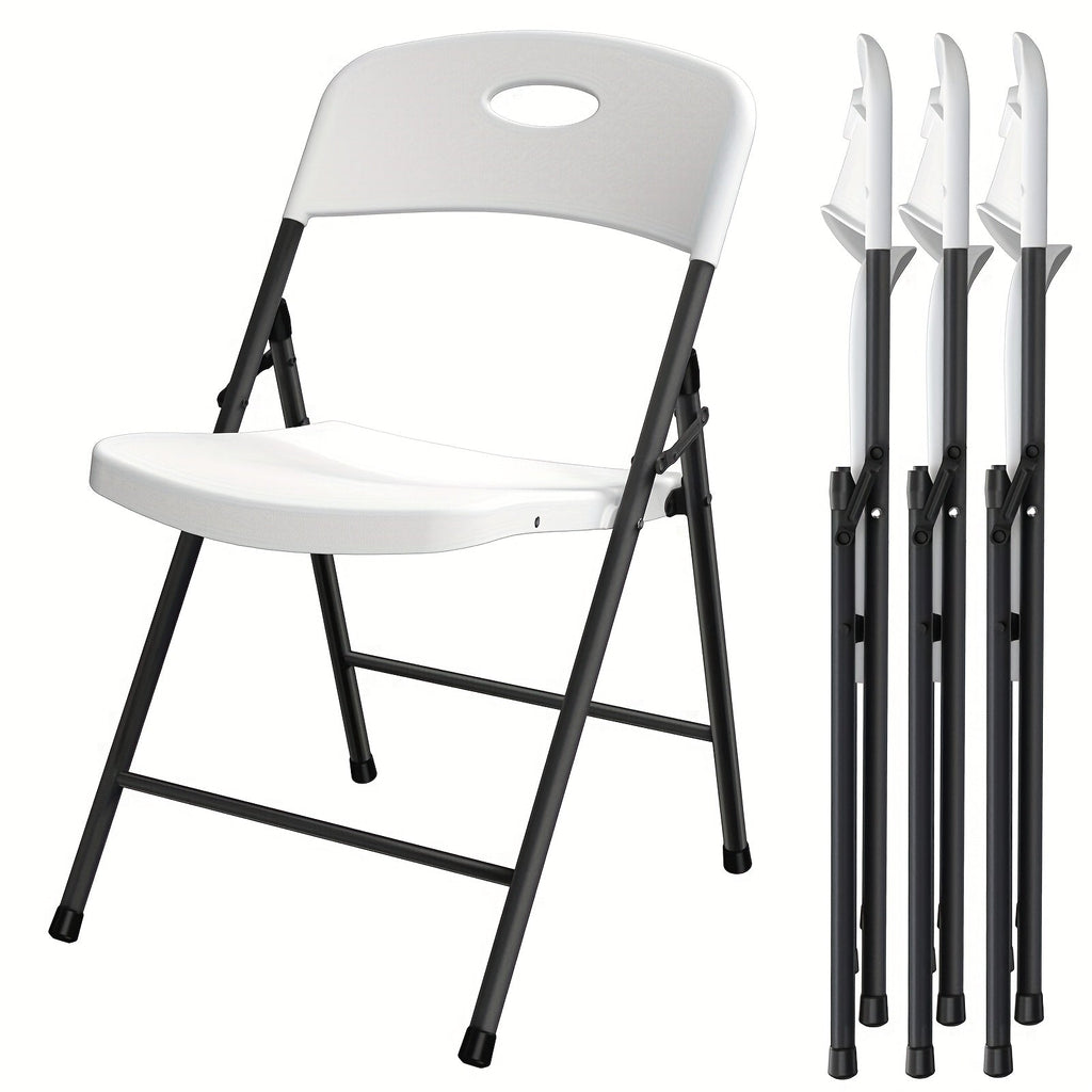 Heavy Duty White Plastic Folding Chairs - Metal Frame Multi-Pack