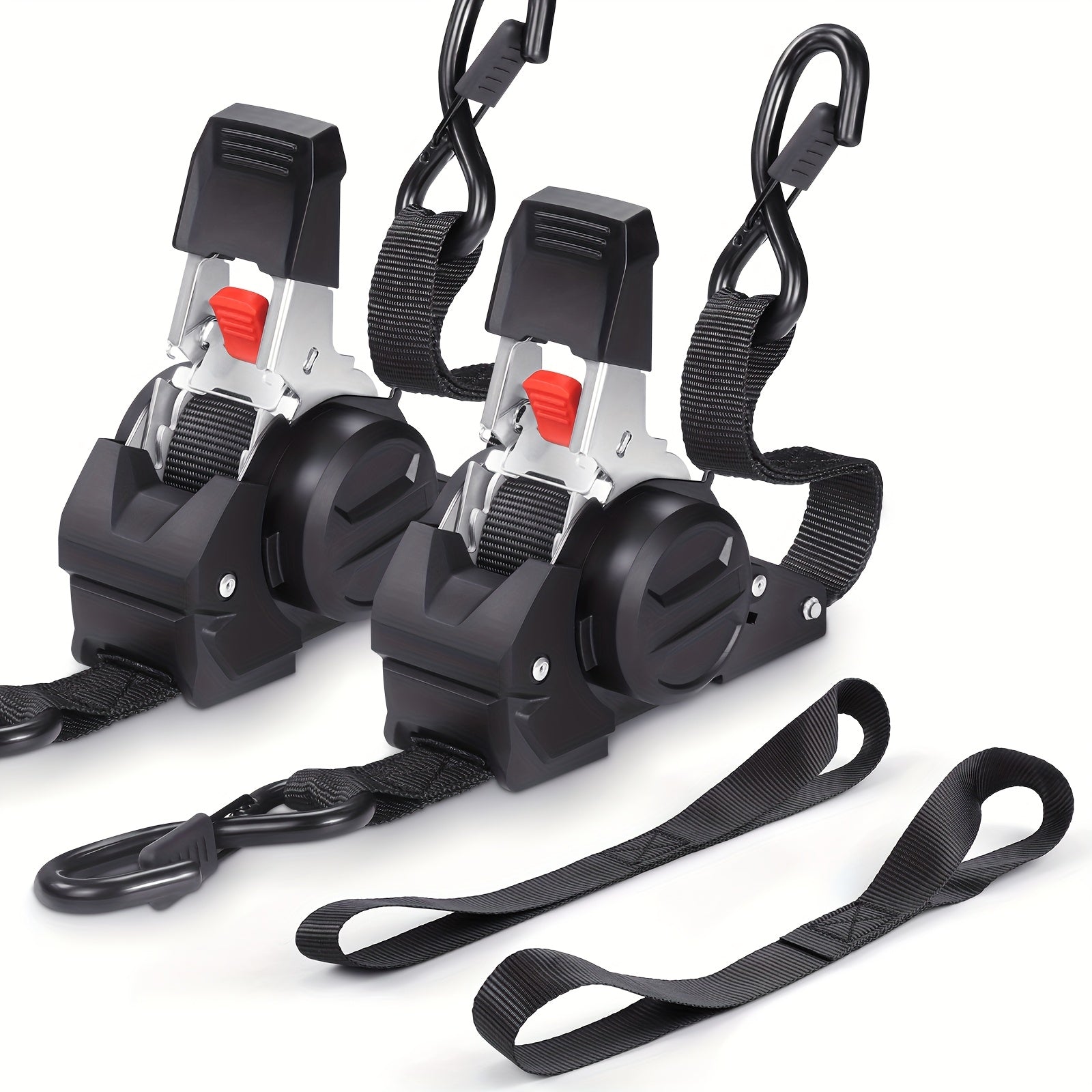 4PCS Retractable Ratchet Tie Down Straps 10FT Heavy Duty