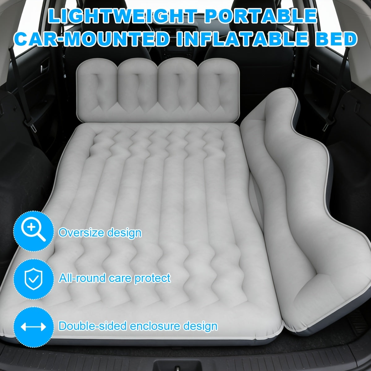 Inflatable Car Back Seat Mattress for SUV Travel with Pump & Pillows