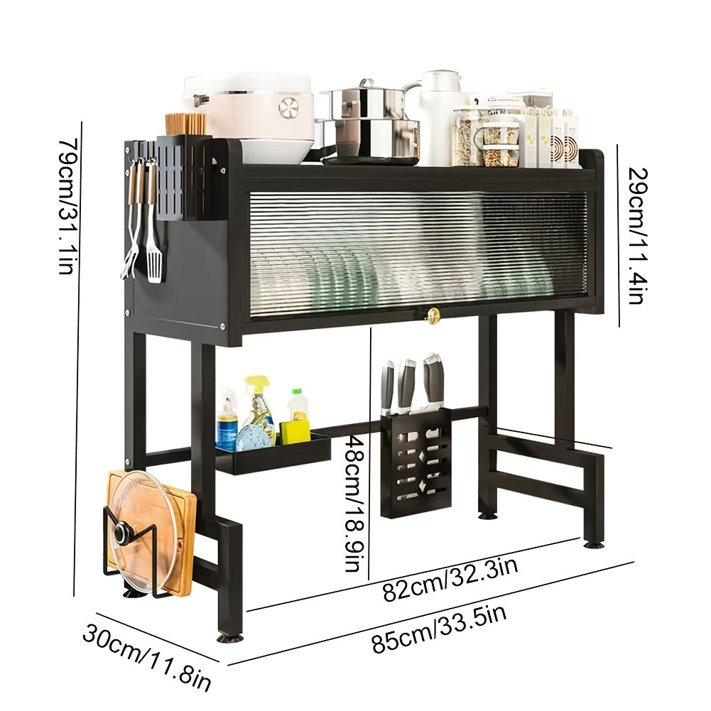 Modern Over-Sink Dish Drying Rack with Dustproof Clamshell Door