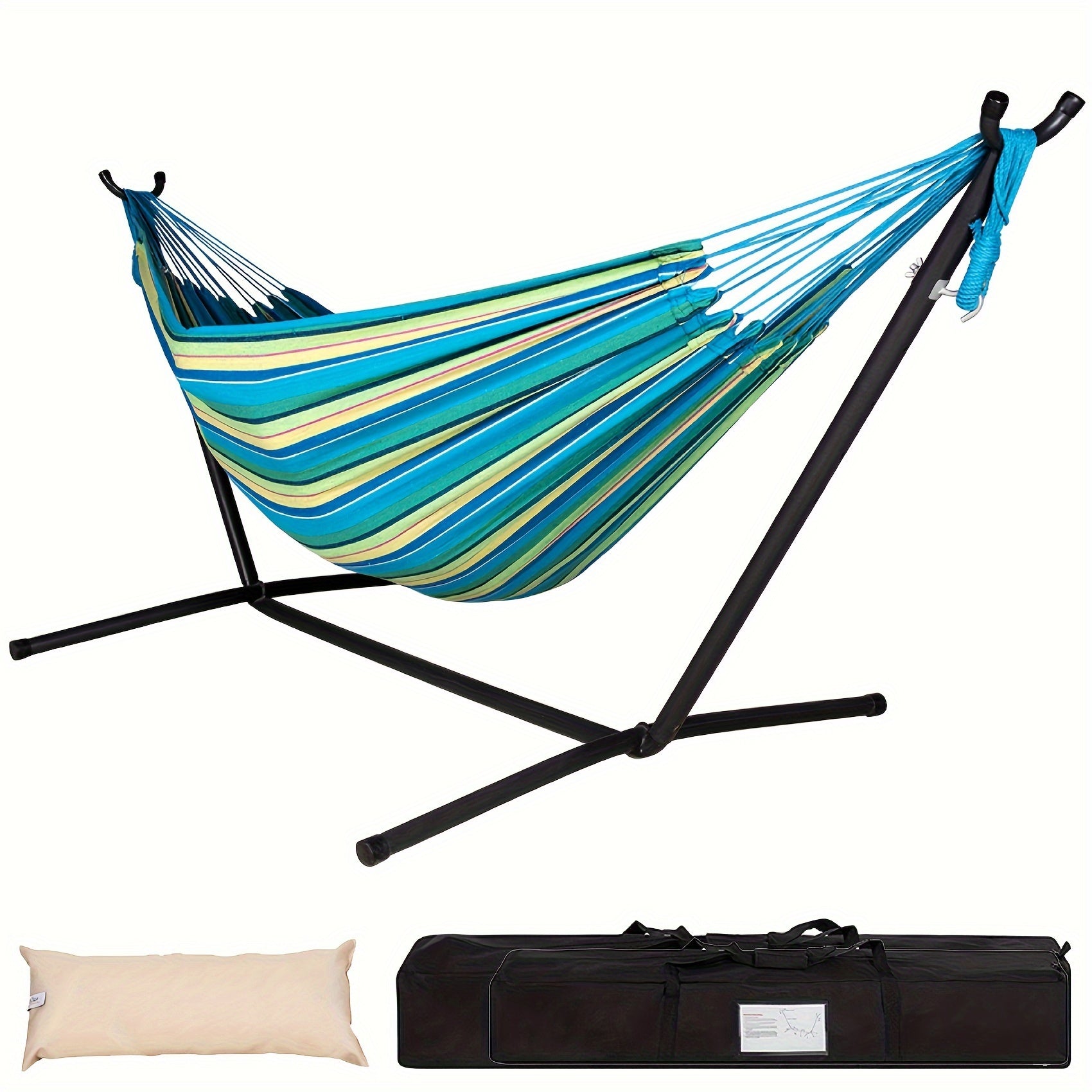 Heavy Duty Double Hammock with Steel Stand 450lbs Portable Outdoor