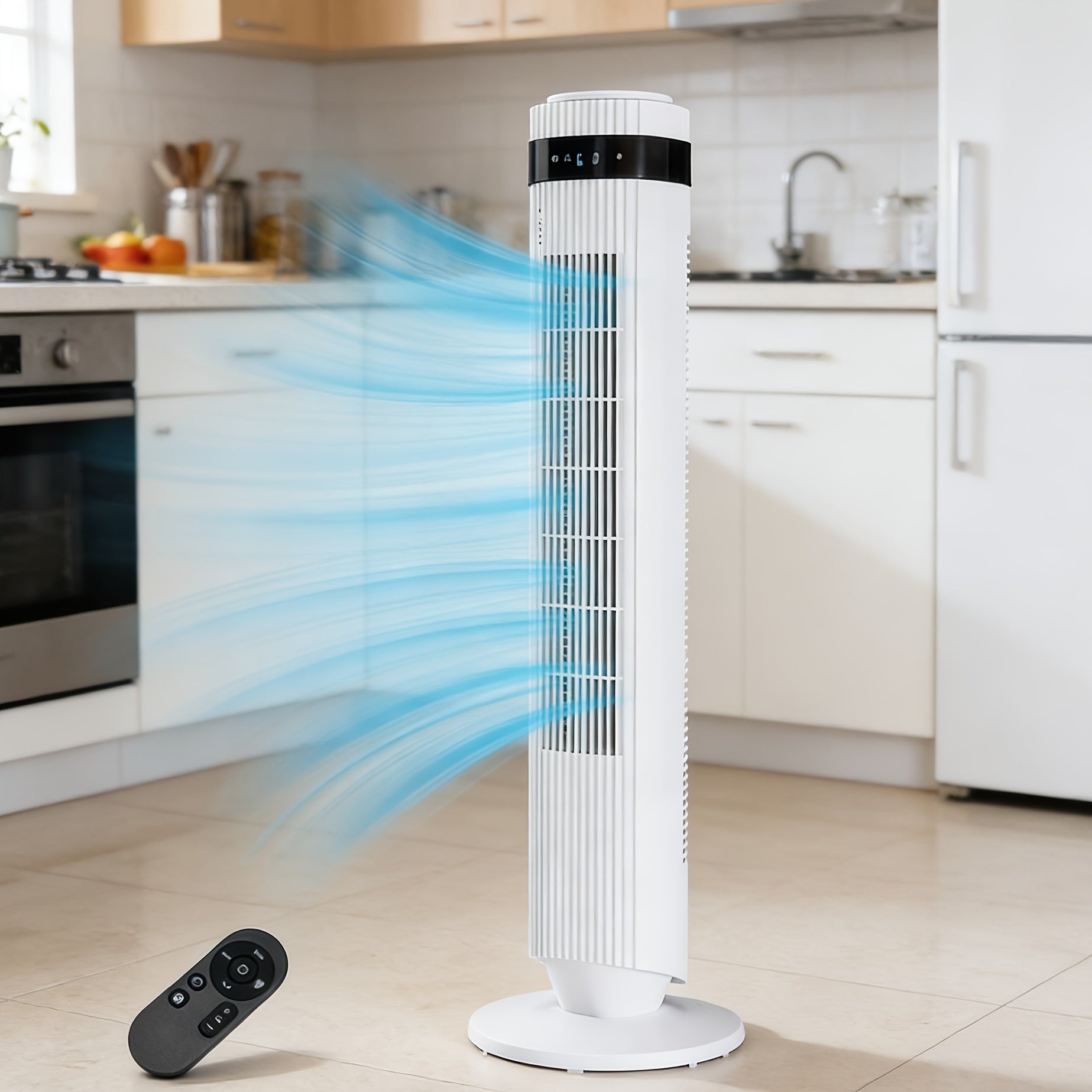 Quiet Bladeless Tower Fan with 5 Speeds and Remote for Nursery