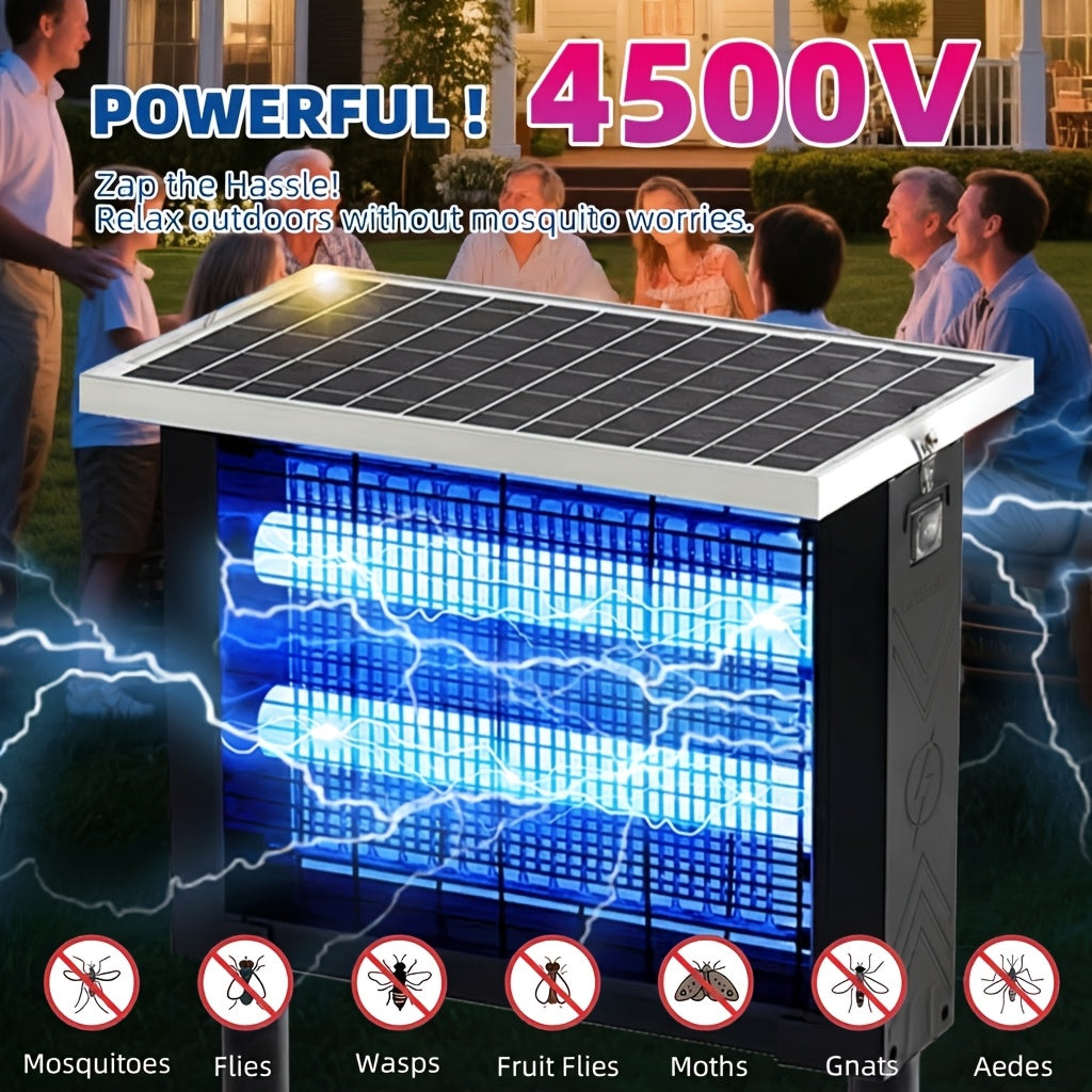 Solar Powered Outdoor Bug Zapper 4500V Electric Insect Killer