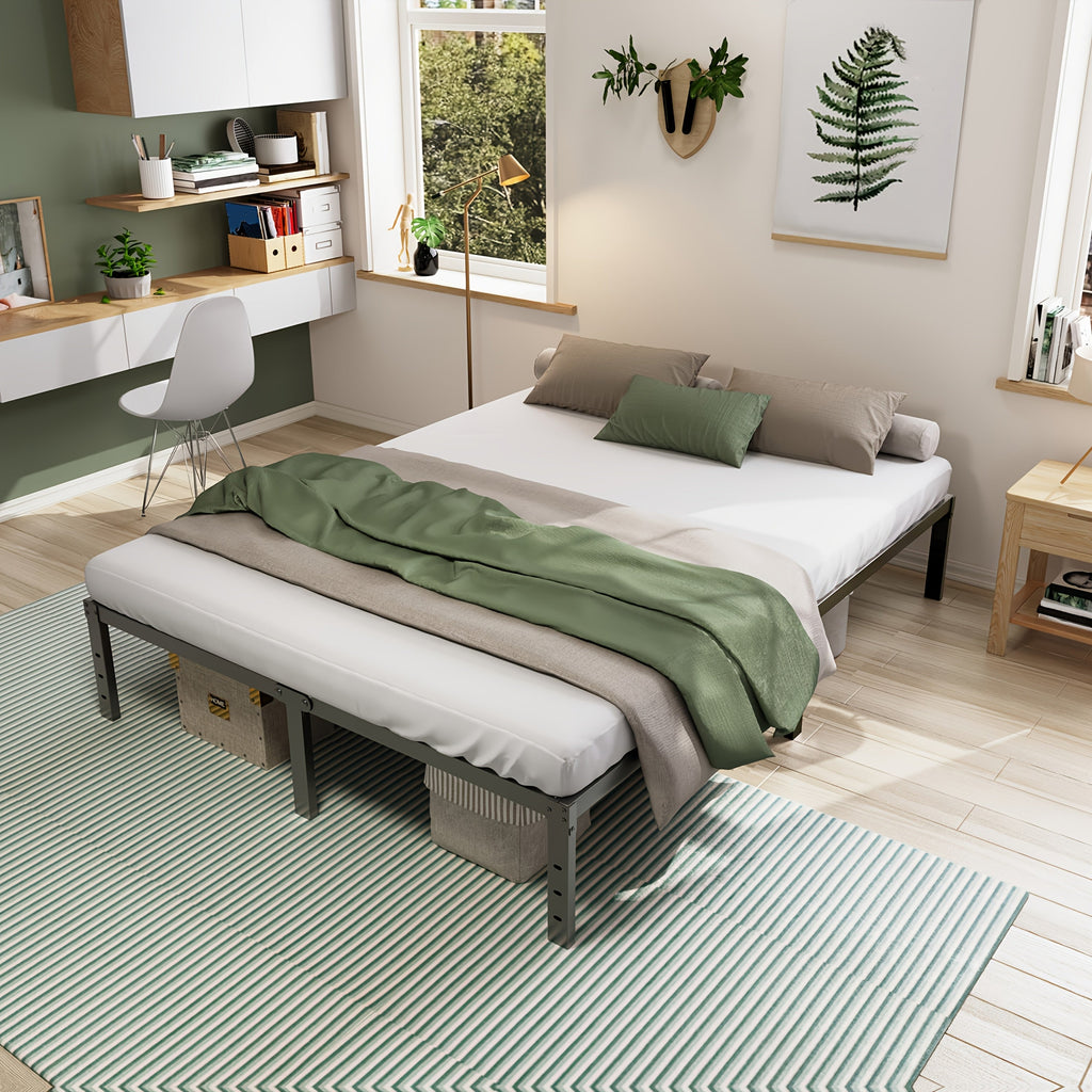 Heavy Duty Metal Platform Bed Frame with Under-Bed Storage Black