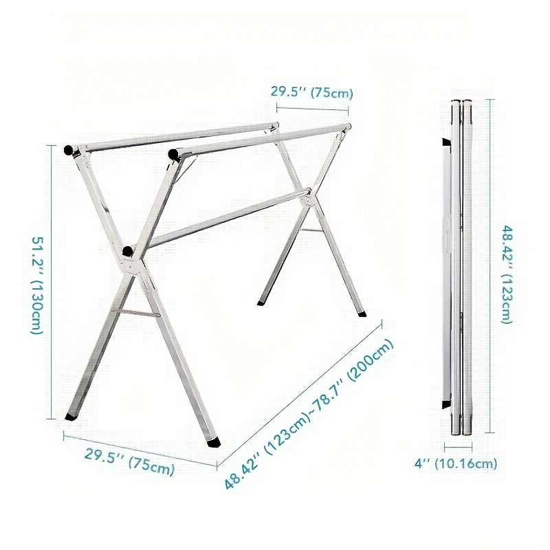 Extendable Stainless Steel Folding Laundry Drying Rack 48.4-78.7"