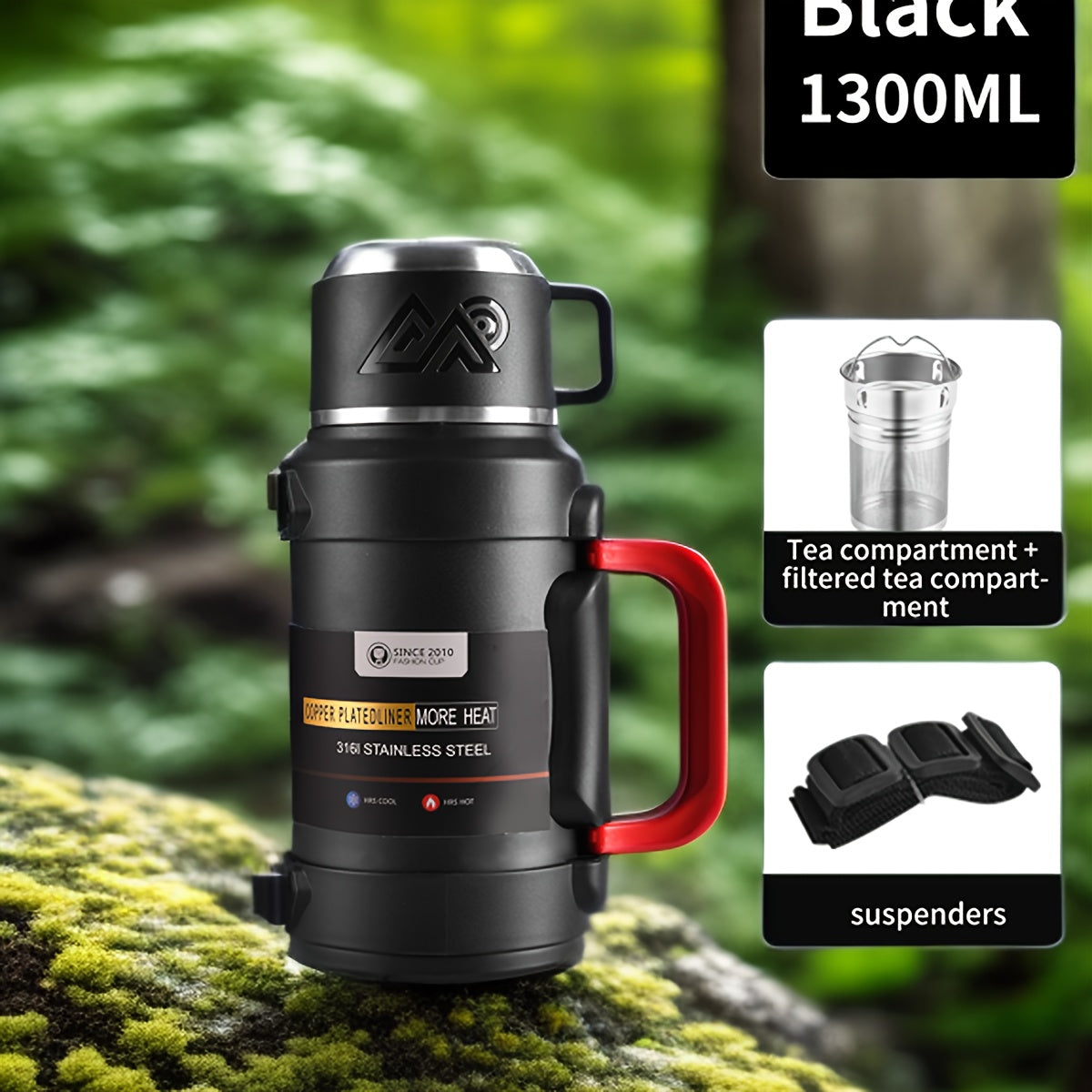 Insulated Stainless Steel Water Bottle with Handle and Tea Infuser