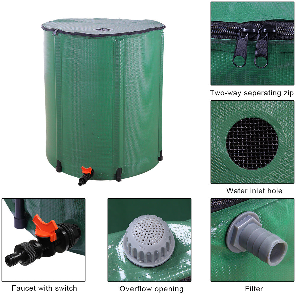 Collapsible Rain Barrel 50-200 Gallon Water Collection Tank