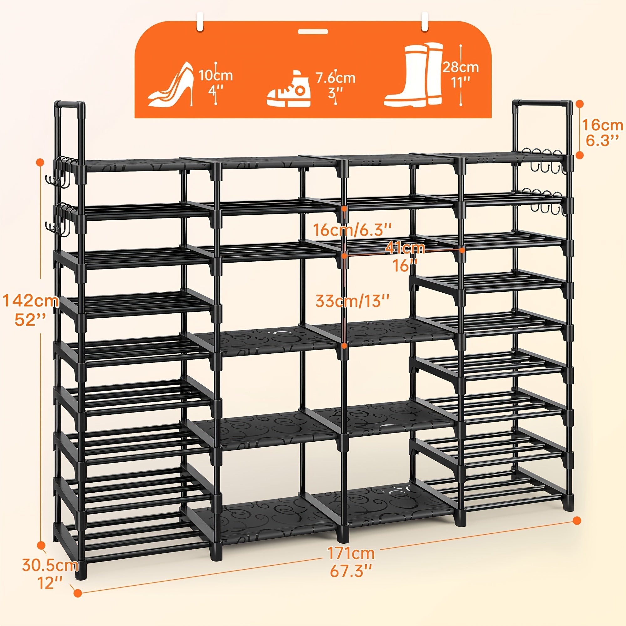 Stackable Shoe Rack and Bookshelf Freestanding Storage Organizer