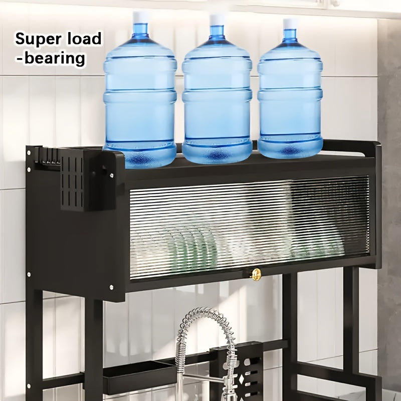 Modern Over-Sink Dish Drying Rack with Dustproof Clamshell Door