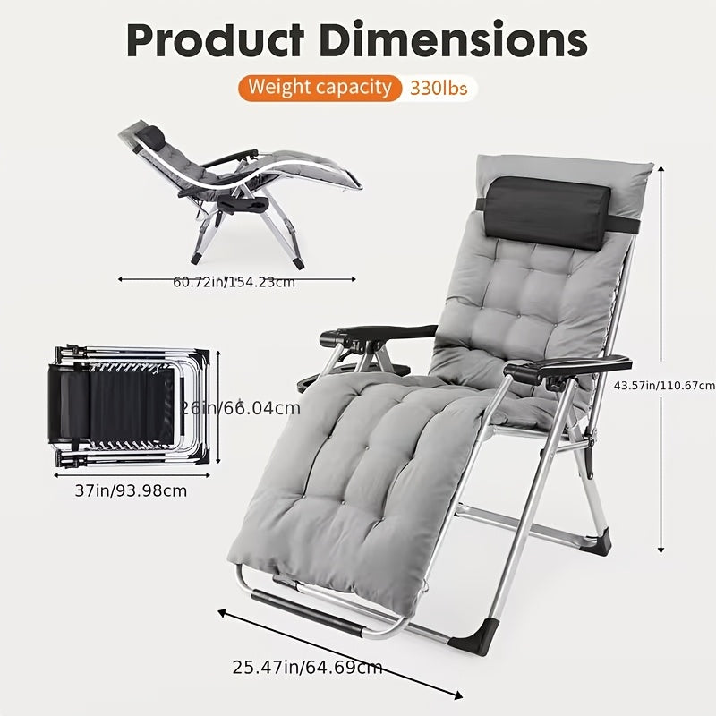 Zero Gravity Recliner Chair Foldable Patio Lounge with Cup Holder