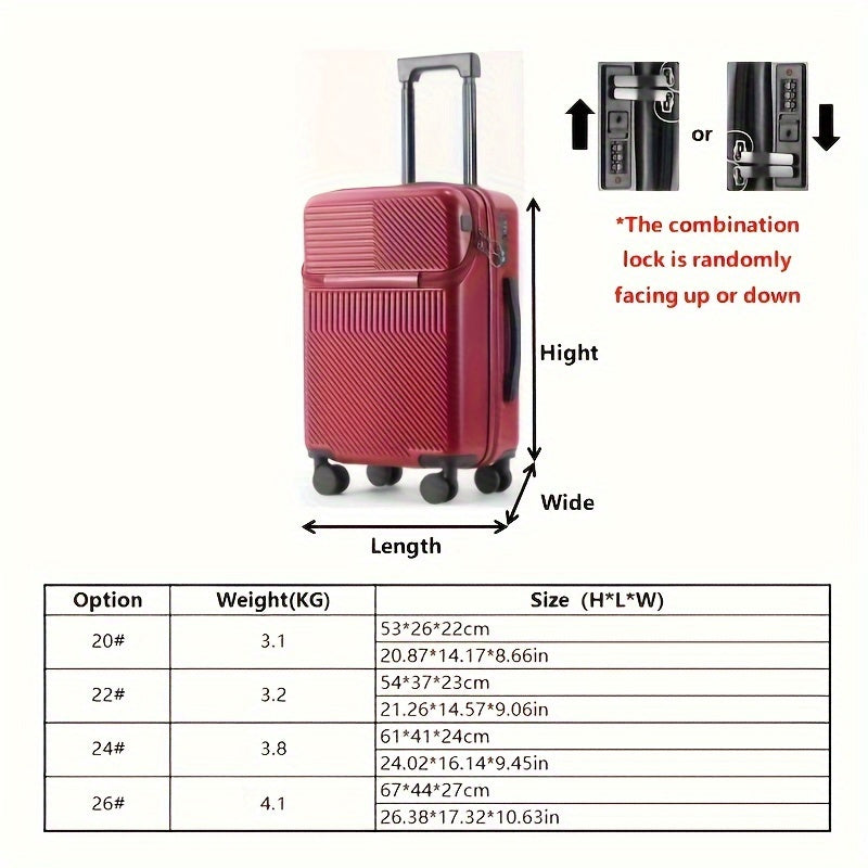 Modern Hard Shell Carry-On Suitcase with Laptop Pocket & TSA Lock