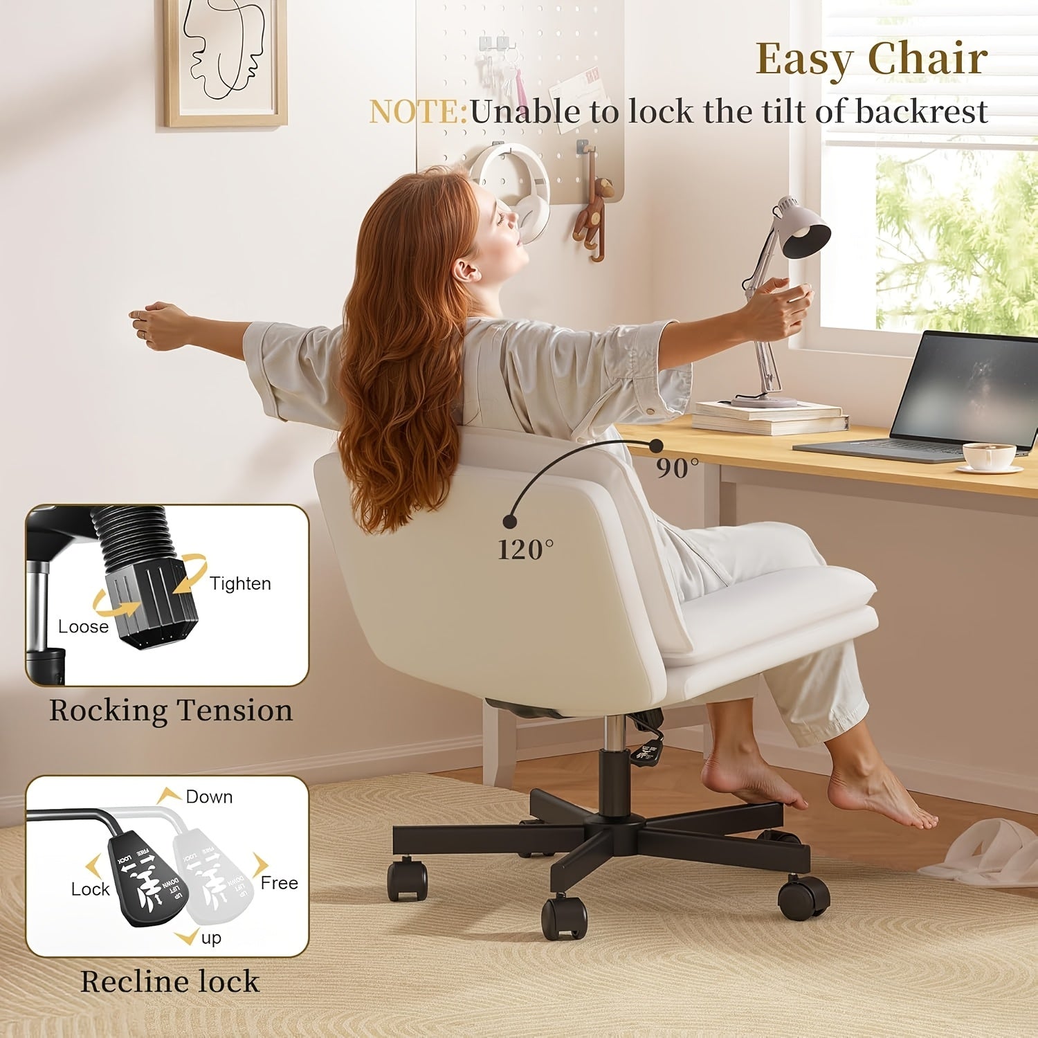27" Wide Criss Cross Office Chair - Modern Armless Swivel Desk Chair