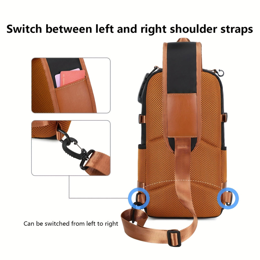 Anti-Theft Sling Bag Crossbody Chest Backpack with USB Waterproof