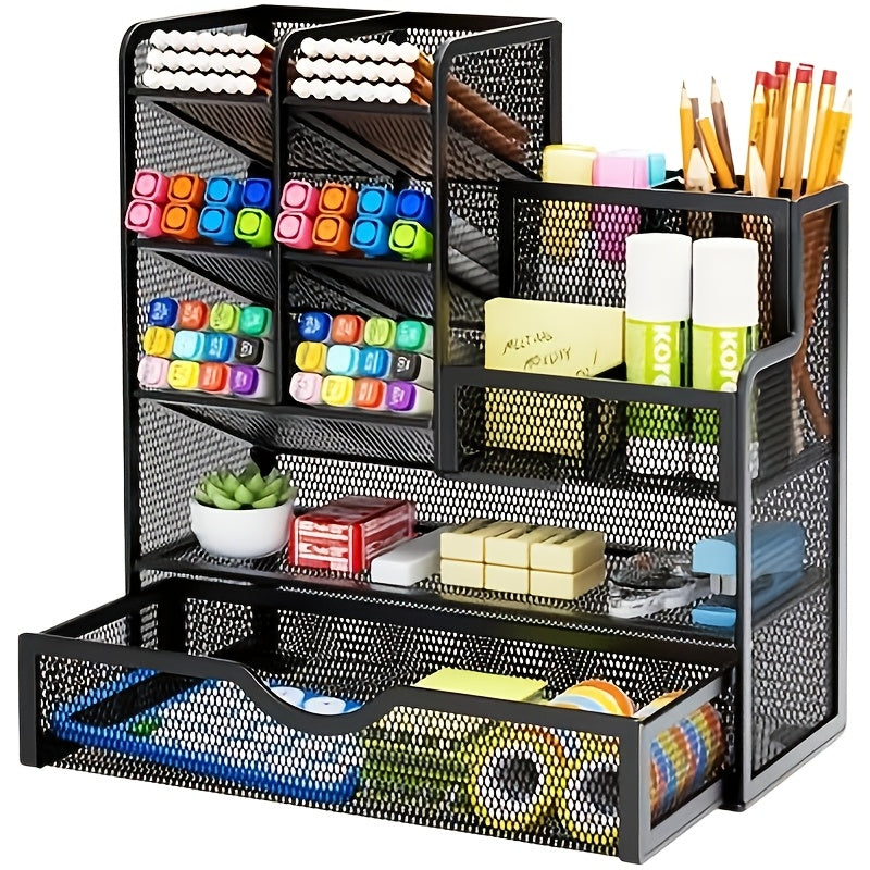 Multi-Layer Iron Mesh Desk Organizer for Office and Stationery