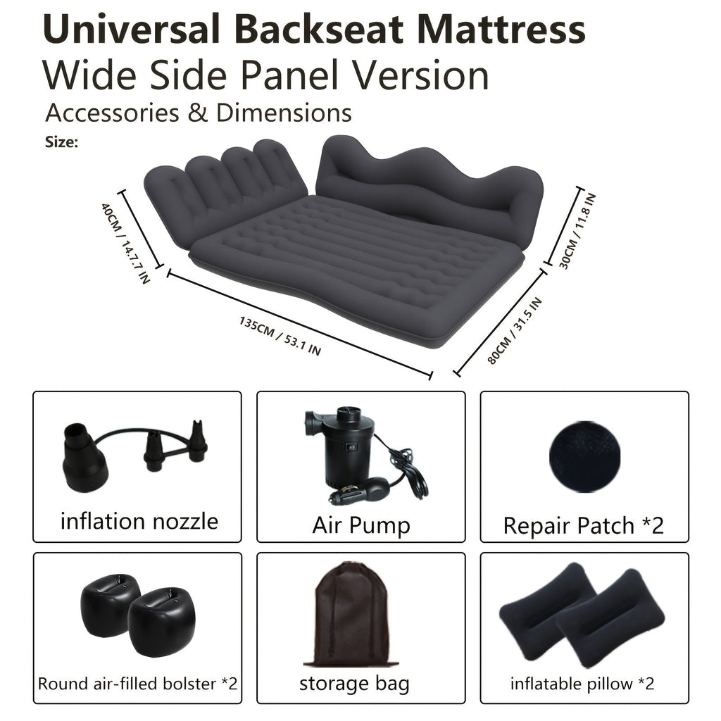 Inflatable Car Back Seat Mattress for SUV Travel with Pump & Pillows