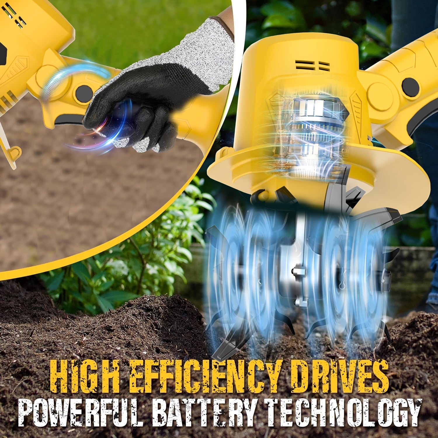 20V Cordless Garden Tiller and Cultivator for Soil Aeration