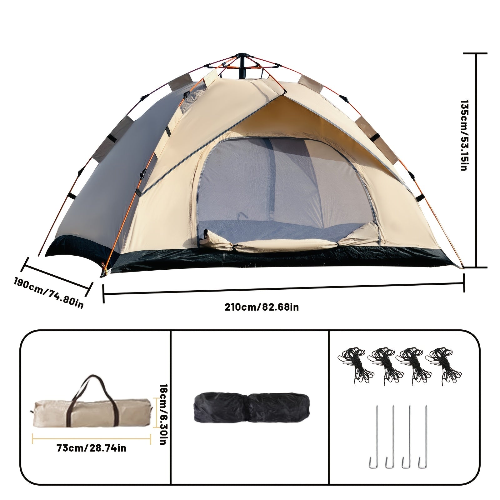 3-4 Person Instant Pop Up Camping Tent Waterproof Quick Setup