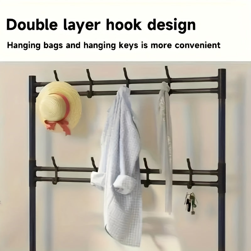 2-in-1 Entryway Organizer: 5-Tier Shoe Rack and Coat Hanger Combo