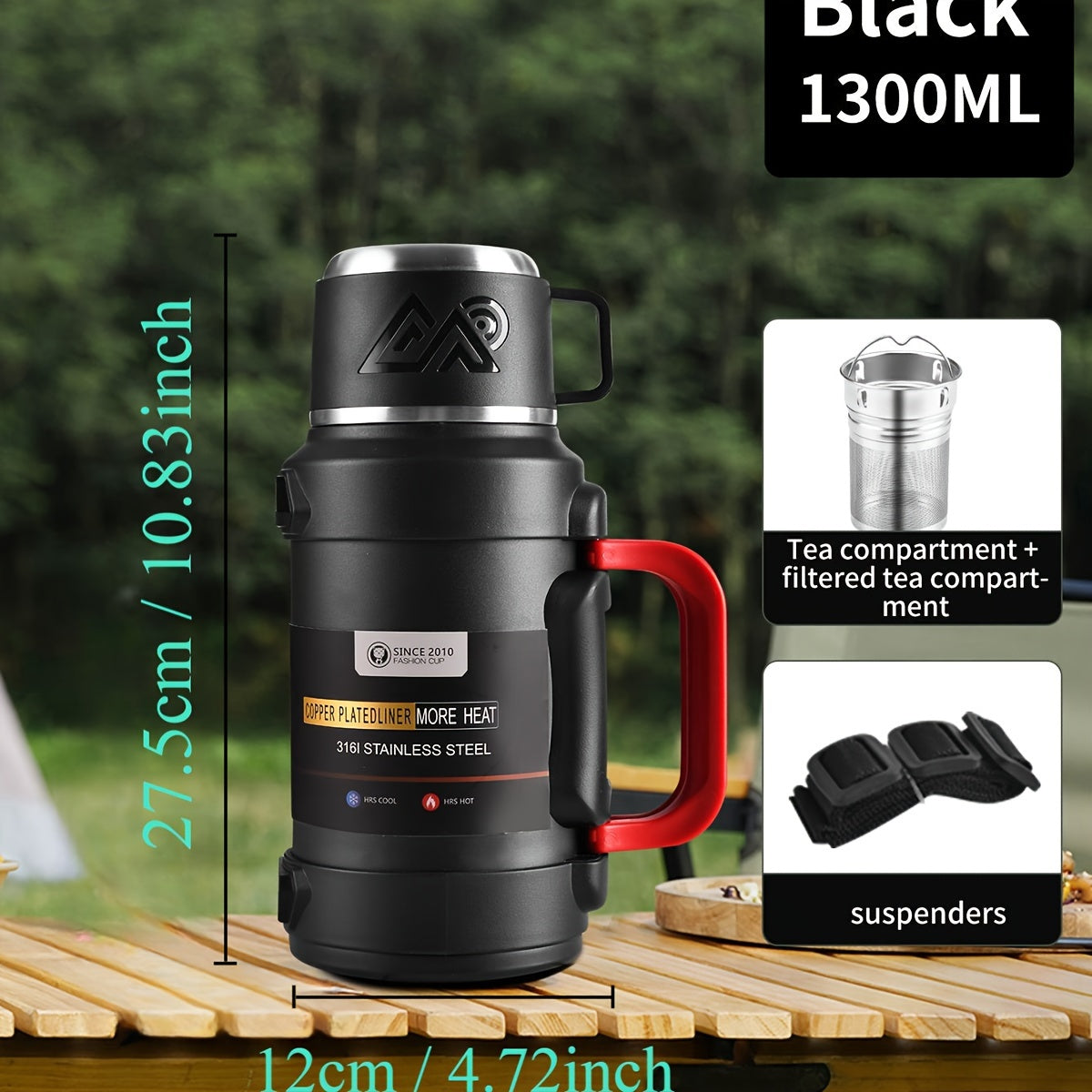 Insulated Stainless Steel Water Bottle with Handle and Tea Infuser
