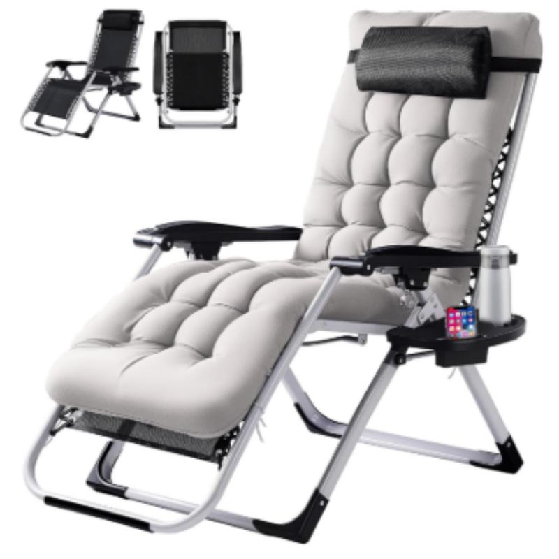 Zero Gravity Recliner Chair Foldable Patio Lounge with Cup Holder