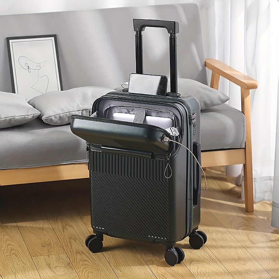 Modern Hard Shell Carry-On Suitcase with Laptop Pocket & TSA Lock