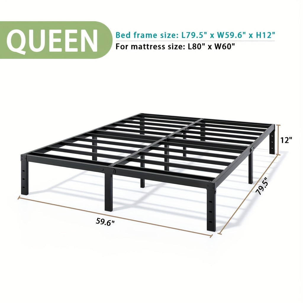 Heavy Duty Metal Platform Bed Frame with Under-Bed Storage Black