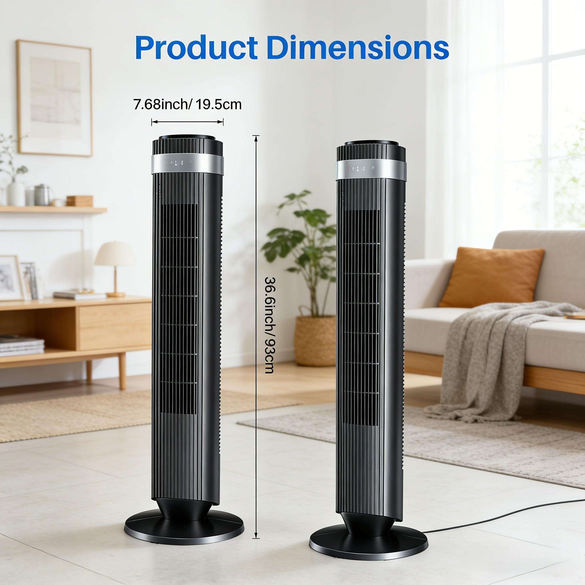 Quiet Bladeless Tower Fan with 5 Speeds and Remote for Nursery