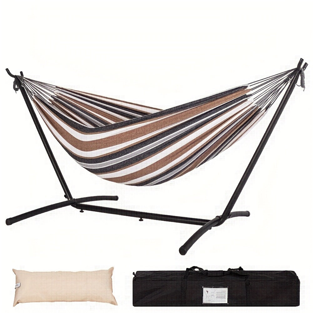Heavy Duty Double Hammock with Steel Stand 450lbs Portable Outdoor