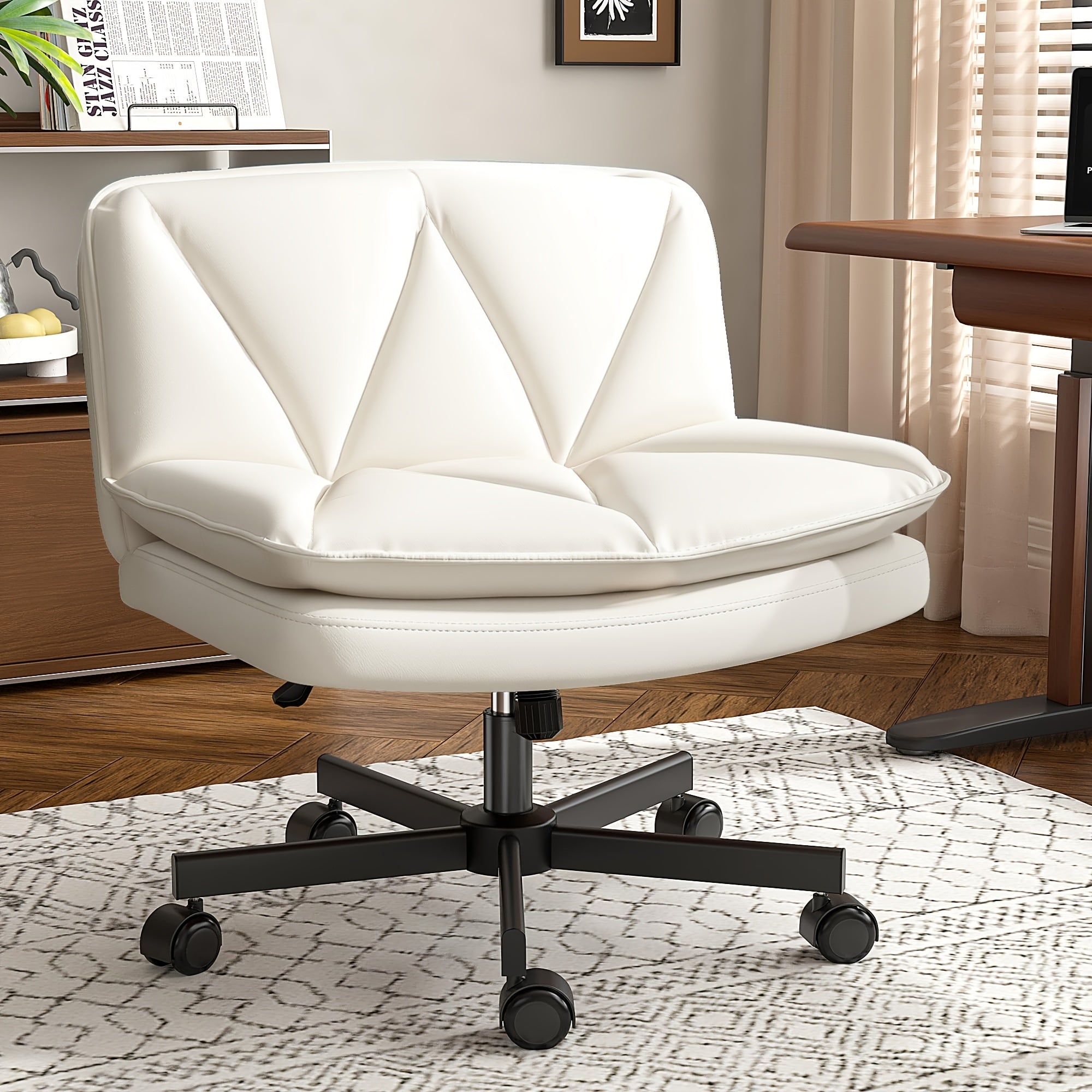27" Wide Criss Cross Office Chair - Modern Armless Swivel Desk Chair