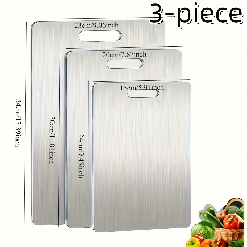 3-Piece Stainless Steel Cutting Board Set - Modern Kitchen Essentials