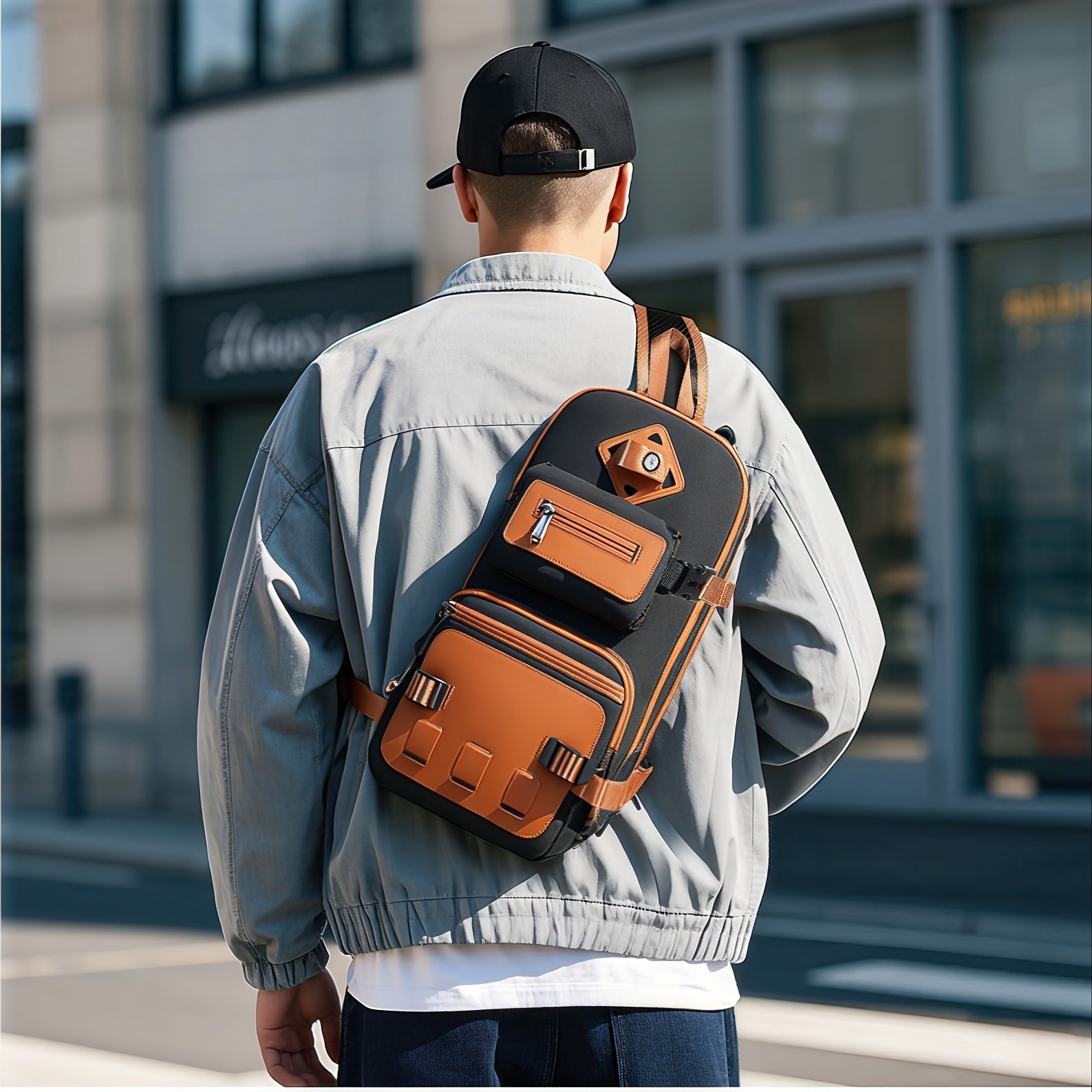 Anti-Theft Sling Bag Crossbody Chest Backpack with USB Waterproof