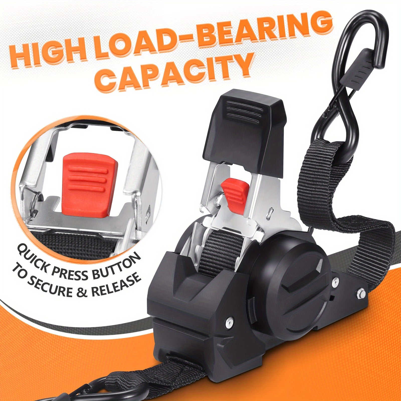 4PCS Retractable Ratchet Tie Down Straps 10FT Heavy Duty