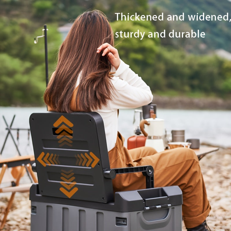 Foldable Camping Stool with Backrest and Storage Bag for Outdoors
