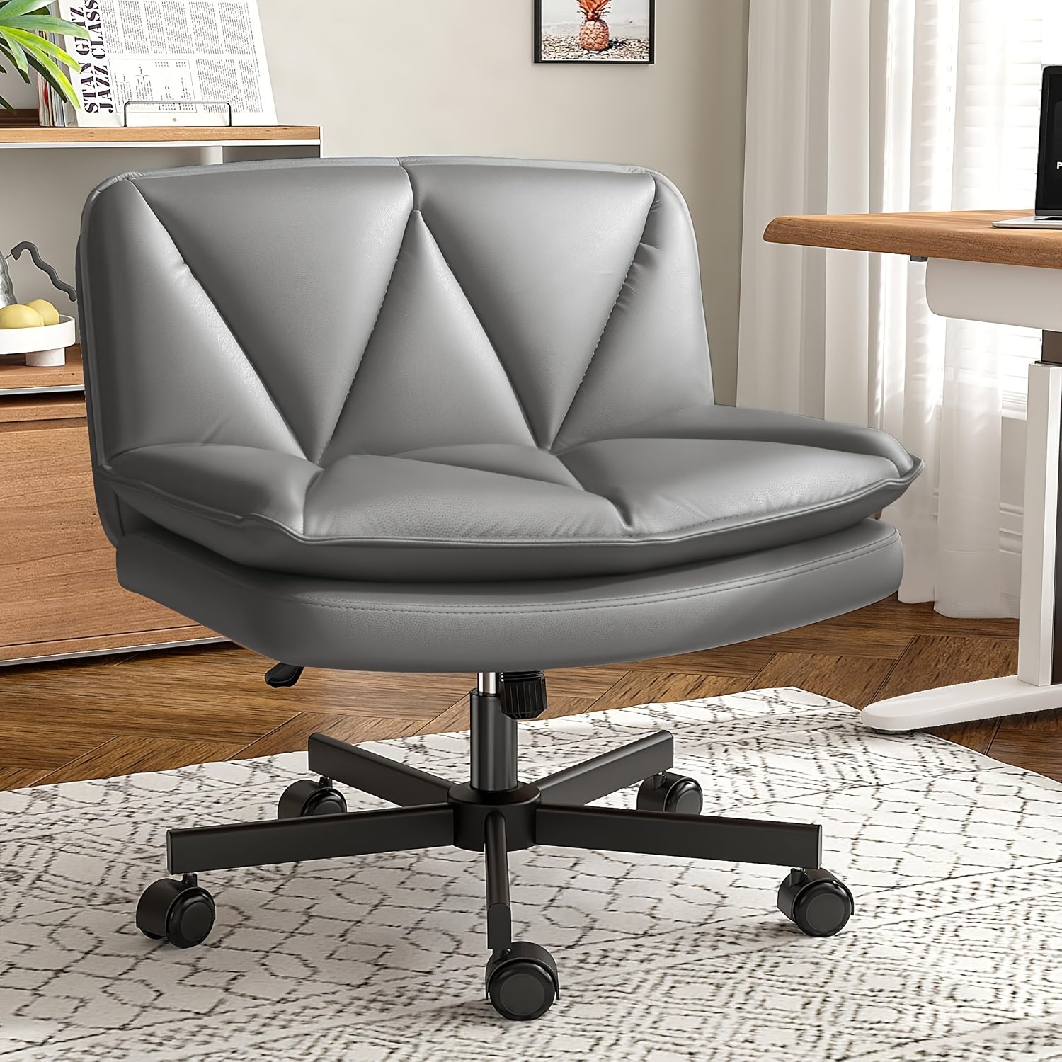 27" Wide Criss Cross Office Chair - Modern Armless Swivel Desk Chair